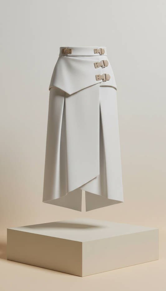 High-Waisted Trousers in Matte Crepe